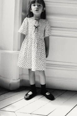Niños ZARA 1½ - 6 Años·Vestidos / Petos|6 - 18 Meses·Vestidos / Monos<VESTIDO TEXTURA TOPOS LAZOS