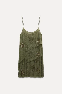 Sale VESTIDO TUL VOLANTES ABALORIOS Mujer Vestidos