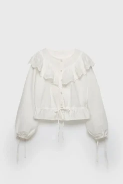 Niños ZARA Z3D +14 Años·Partes De Arriba<Z3D BLUSA ROMÁNTICA VOLANTE PUNTILLA