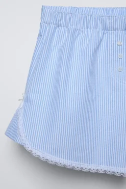 Niños ZARA Z3D +14 Años·Partes De Arriba|Z3D +14 Años·Partes De Abajo<Z3D CONJUNTO CAMISETA POINTELLE Y BERMUDA RAYAS