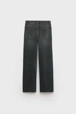 Mujer/Niños ZARA Z3D +14 Años·Partes De Abajo<Z3D JEANS WIDE LEG TACHAS