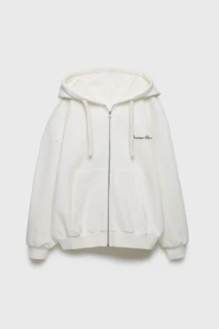 Mujer/Niños ZARA Z3D +14 Años·Partes De Arriba<Z3D SUDADERA CAPUCHA TEXTO BORDADO