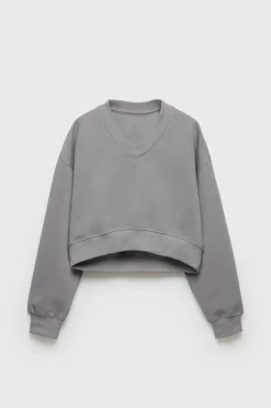 Mujer/Niños ZARA Z3D +14 Años·Partes De Arriba<Z3D SUDADERA CROPPED CUELLO PICO